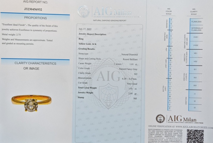 961557-16 Ring in gold 14K with 1.01ct diamond