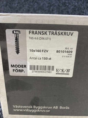 987626-2 French wood screw 10x160 FZV approx. 150 pcs