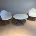 956112-2 Round pillar table and two chairs