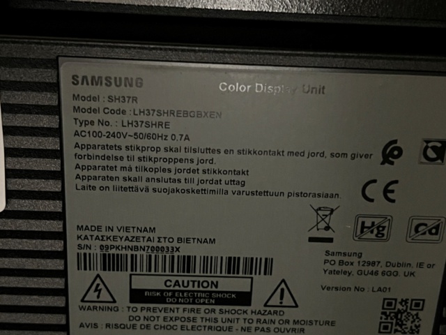 930823-2 Monitor 37 inch Samsung SH37R Stretched Display