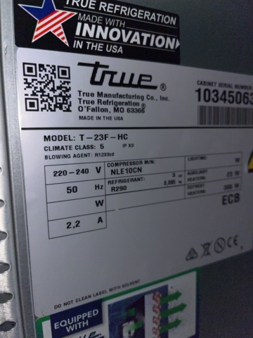 868969-6 Freezer from True, Mod: T-23F - HC