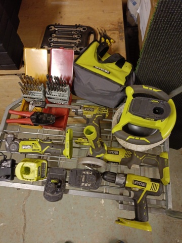 888055-3 Ryobi power tool kit and hand tools