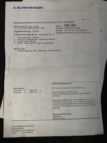 989144-54 Volkswagen LT Chassis Cab 31 2.4 - 1990