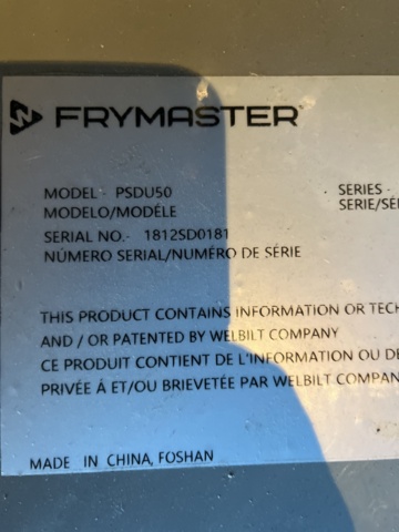 923202-4 "Fryer Oil Disposal Unit", Frymaster, PSDUS0