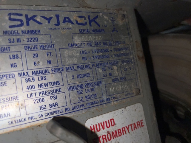 985290-9 Scissor lift SkyJack SJ III - 3220 -1999