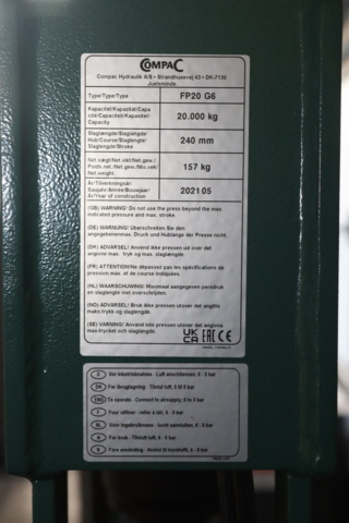 996899-6 Workshop press Compac FP20 G6 -2021, 20 tons