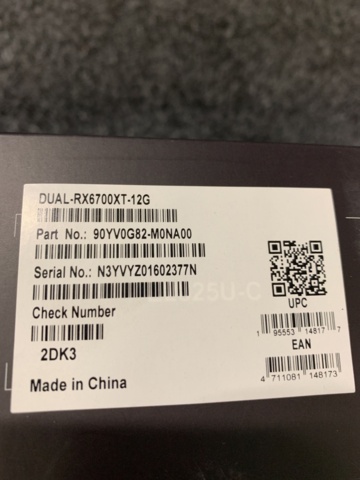 994690-4 Graphics card ASUS Dual Radeon™ RX 6700 XT STD Edition 12GB GDDR6