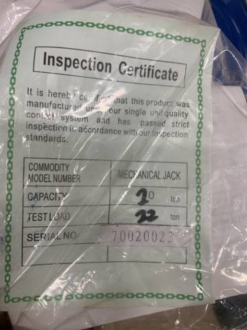 1000584-4 Rack and pinion jack SWL 20000 kg