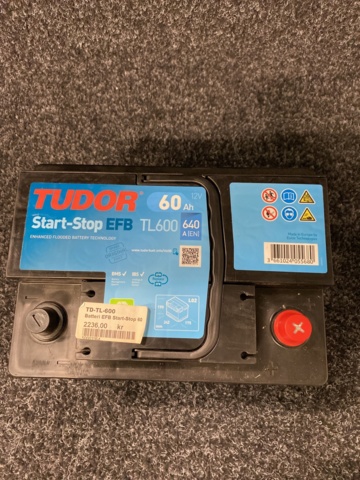 1001397-3 Car battery Tudor EFB TL600 60Ah