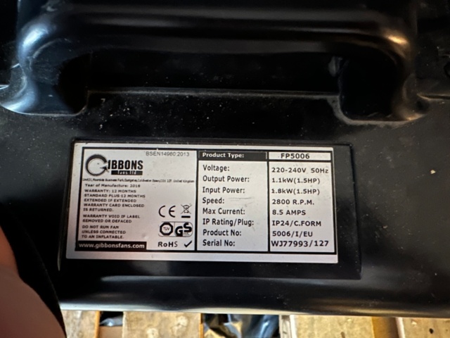 1000669-4 1 pc Fan Gibbons 1.1kW