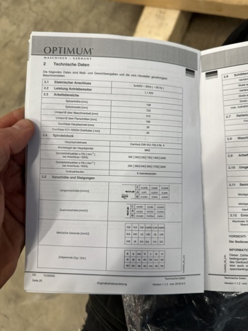 979608-19 Bench lathe Optimum TU 3008G