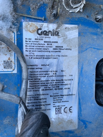 941070-13 Scissor lift Genie GS-1930 -2018 (101.9 hours)