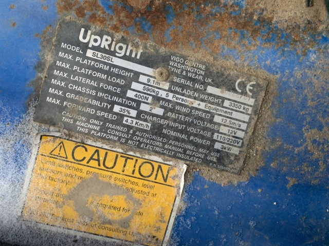 941103-11 Scissor lift platform lift UpRight SL30SL Speed Level -2007