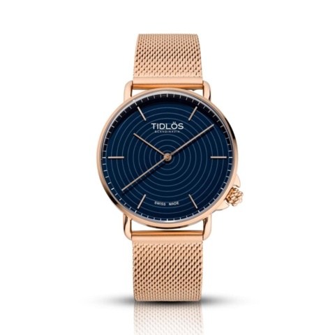 888270-1 TIDLÖS "The original" Blå urtavla, Armband Roseguldfärgad milanese