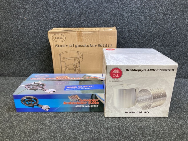 Set med skaldjurskokare 40L gasol - Auktioner online - Nätauktioner ...