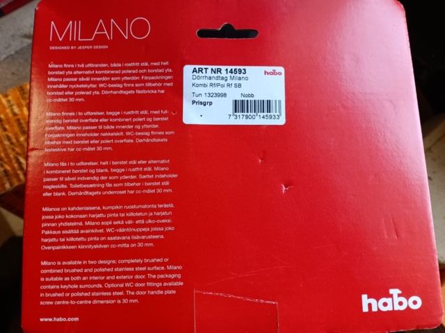 1006599-4 Door handle HABO Milano, 2 pieces