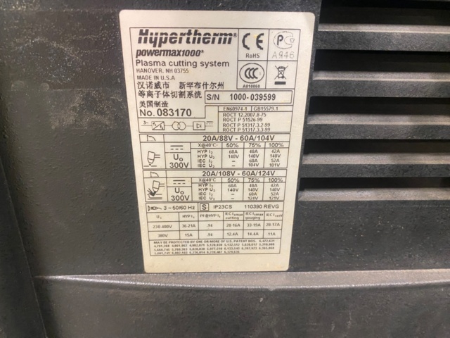 1006751-5 Plasma cutter Hypertherm Powermax 1000