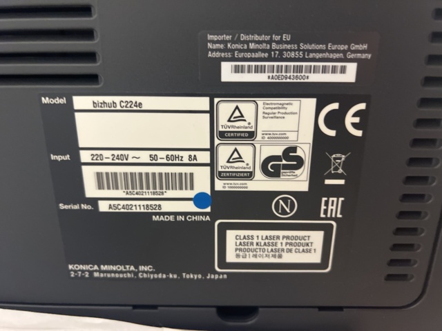 1001207-6 Printer Konica Minolta Bizhub C224E