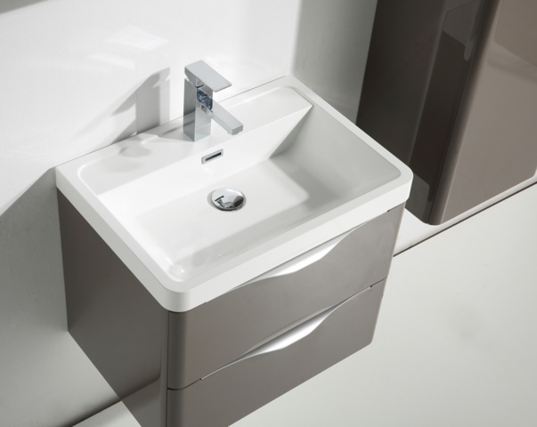 1011099-1 sylvia grey-brown 60 cm chest of drawers + wash basin - sw1410H.grey