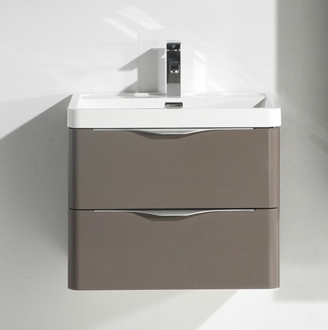 1011099-2 sylvia grey-brown 60 cm chest of drawers + wash basin - sw1410H.grey