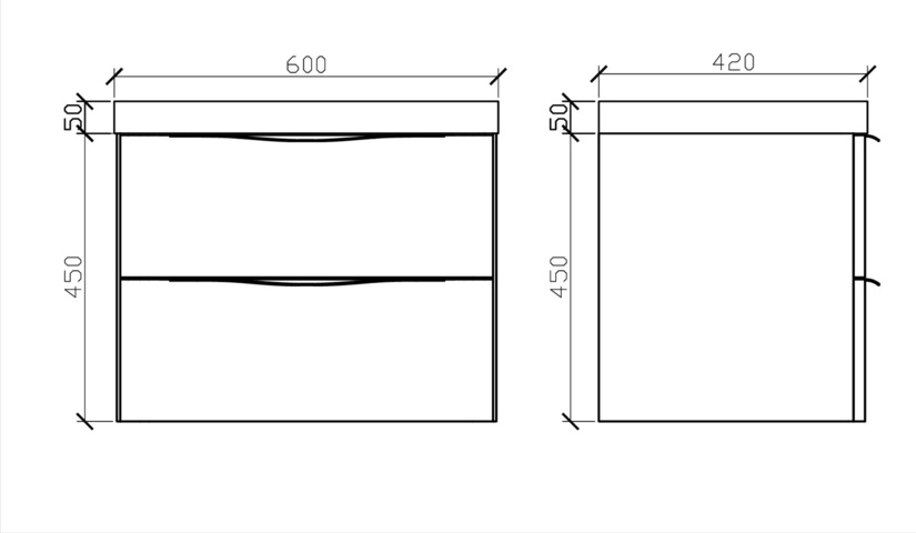 1011099-5 sylvia grey-brown 60 cm chest of drawers + wash basin - sw1410H.grey