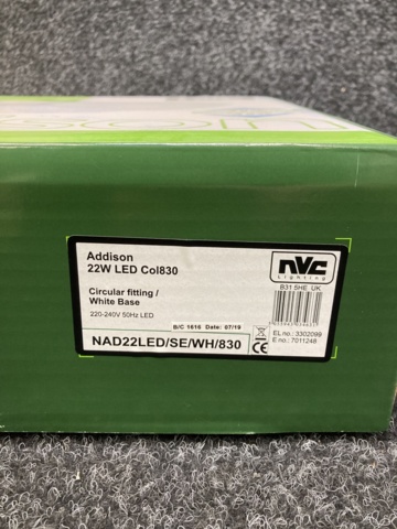 1013394-2 3st plafonder NVC Lighting Addison LED 22W, IP40, WH OPAL 830