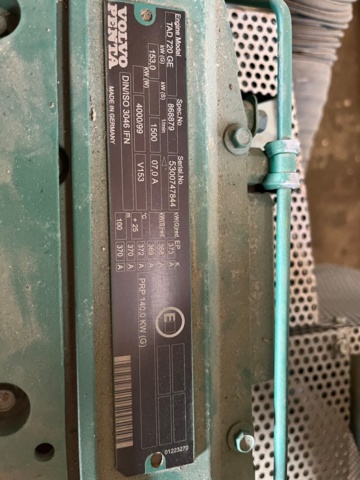 1012845-22 Diesel Power Plant Volvo Penta TAD 720 GE