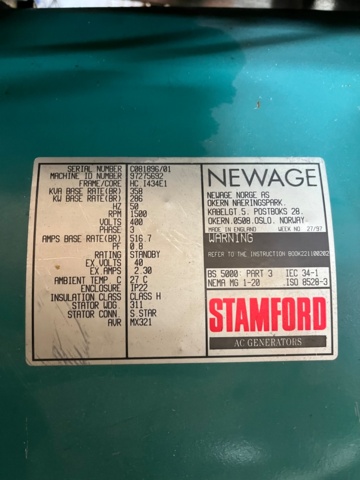 1012846-19 Volvo Penta Powerplant PWE 121 DG Stamford