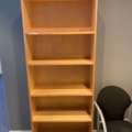 992584-6 Office furniture electric raise/lower desk, bookshelves, computer screen