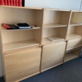 992643-3 Office furniture: Electric raise/lower desk, office chair, bookshelves, whiteboard