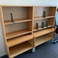 992645-2 Office furniture: Electric raise/lower desk, office chair, bookshelves, whiteboard