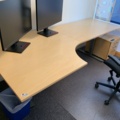 992646-2 Office furniture: Electric raise/lower desk, office chair, bookshelf