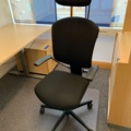 992646-3 Office furniture: Electric raise/lower desk, office chair, bookshelf