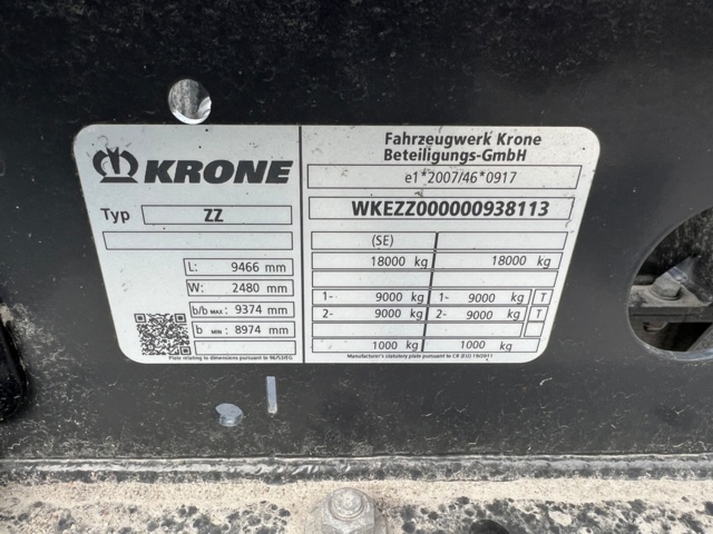 921584-19 Container trailer, Krone zzw 18 - 2020