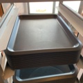 992555-4 Tray trolleys in aluminum 2 pcs with 90 pcs gray plastic trays