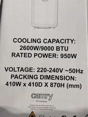 1017294-3 Portable AC Camry CR 7912 9000 BTU/h