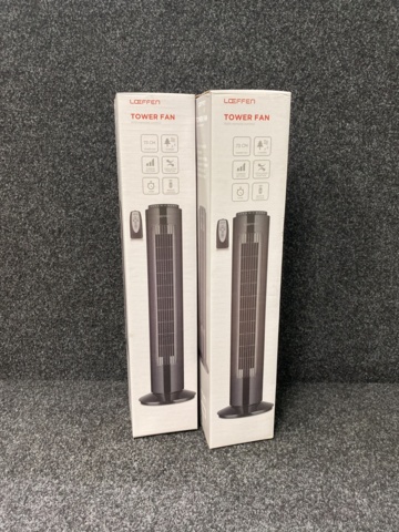 1017340-2 2 pcs Oscillating fan tower Loeffen 73 cm with remote control Black