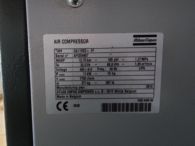 1014794-5 Screw compressor Atlas Copco GA11VSD+ FF