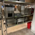 1017967-1 Sheet metal shelf with three shelves on wheels