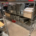 1017967-2 Sheet metal shelf with three shelves on wheels