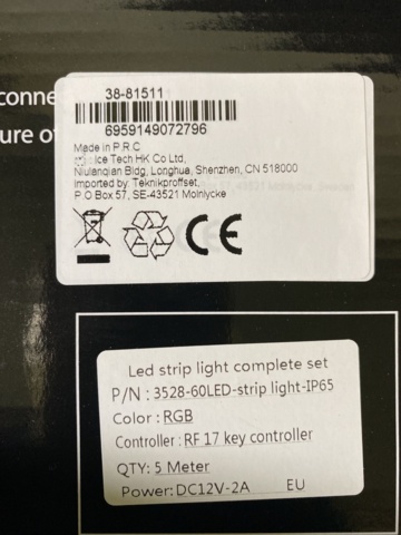 1018104-3 5st RGB LED-strip med fjärrkontroll 5m