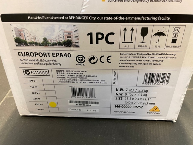 1019041-11 Europort EPA40 with portable PA system and microphone