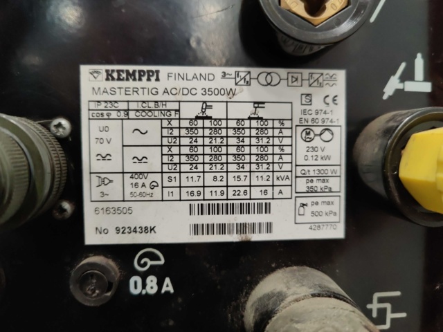 1020354-10 Tigsvets Kemppi Mastertig AC/DC 3500W Minilog