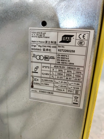 1020355-13 Migsvets Esab Origo Mig C340 Pro 4WD