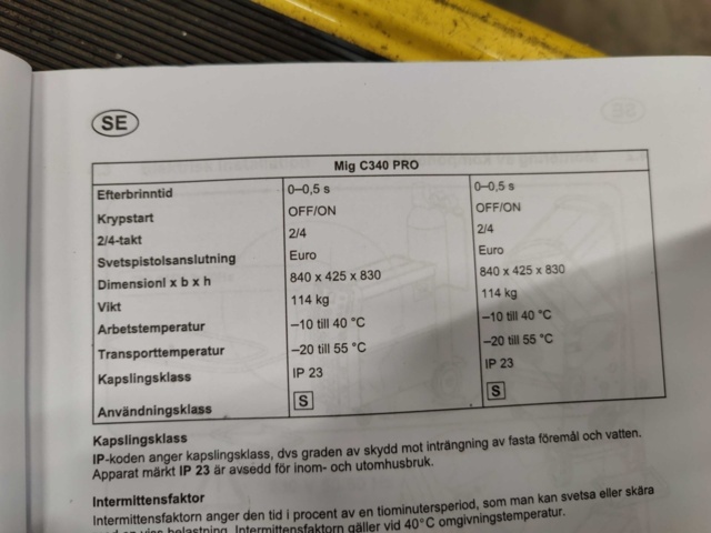 1020355-16 Migsvets Esab Origo Mig C340 Pro 4WD