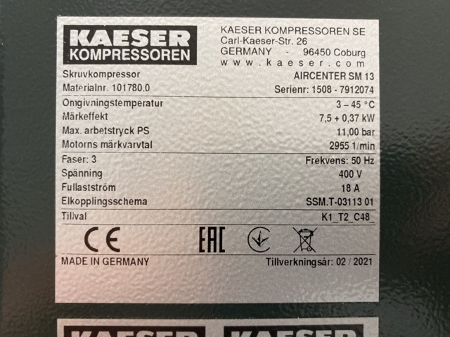 1002959-6 Screw compressor KAESER Aircenter SM13