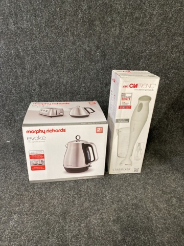 1021326-1 1 Kettle Morphy Richards 1.5L & 1 Hand Blender Clatronic 180w