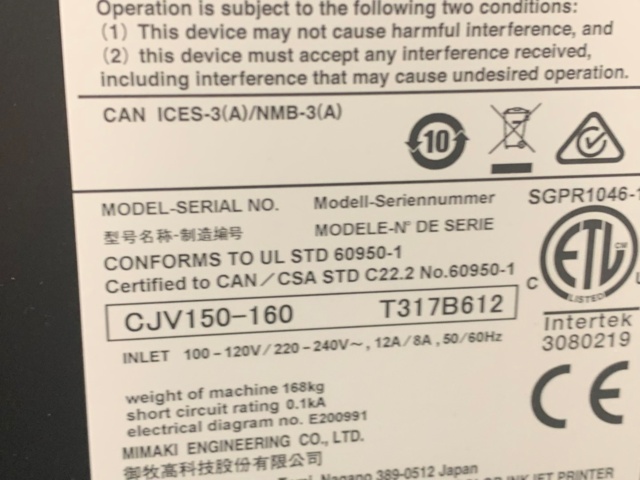 991425-7 Printer/cutting machine Mimaki CJV 150-160 2021
