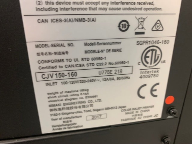 991428-3 Printer/cutting machine Mimaki CJV 150-160 rope object