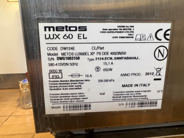 1025040-4 Dishwasher METOS LUX 60 EL